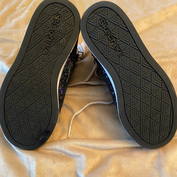 SKECHERS Girl Sparkly Black High-Top Sneakers Size 3 - Picture 5 of 6